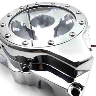 MT054A-CD+WHITE LED XHT(BC) White LED See Through Engine Cover For Suzuki Gsx1300R Hayabusa 1999-2013 chromed