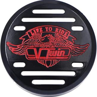 MT246-004-BK+ RED LOGO XHT(BC) Black V-Twin Horn Cover- For Yamaha V-Star 650 Vstar Classic Custom (Fits: Yamaha)