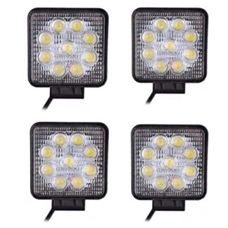 MT371-025X4 -BK+CL XHT(BC) 27W Square Spot BEAM LED Off Road Work 9 LED Light 12V 24V SUV Car Truck Boat (Package of 4)
