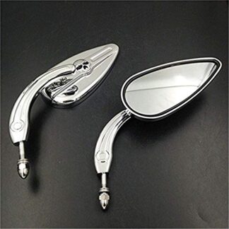 MT383-SC-CD XHT(BC) Chrome Skull Side Mirrors For Harley Softtail Slim Fat Boy Heritage Softail Dyna