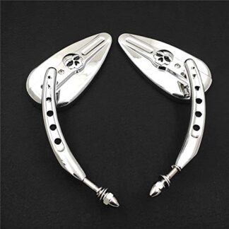 MT383B-CD XHT(BC) Chrome Skull Side Mirrors For Harley Touring Electra Glide Ultra Classic Ultra Limited