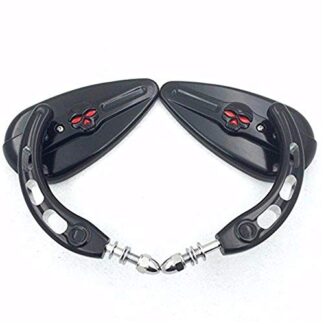 MT383D-BK XHT(BC) Black Skull Side Mirrors For Harley Super Glide FXE Dyna Super Glide Sport FXDXT