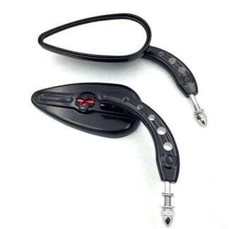 MT383E-BK XHT(BC) Black Skull Side Mirrors For Harley Classic Deluxe Breakout Night Road Special