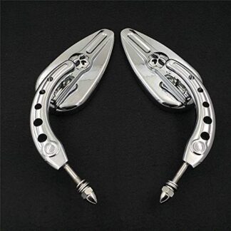 MT383E-CD XHT(BC) Chrome Skull Side Mirrors For Harley Softtail Slim Fat Boy Heritage Softail