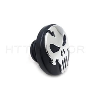 MT439-004-CD XHT(BC) Chrome Skull Fuel Gas Tank Cap Cover For Harley 1992-Up FXD/ 2000-Up Softail