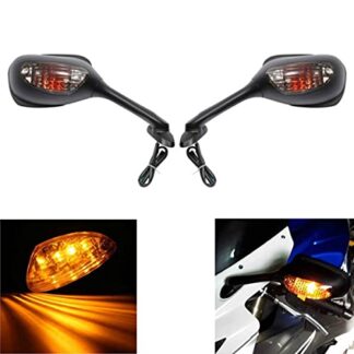 MZS Motorcycle Mirrors Turn Signals Rear View Black Compatible with GSXR600 GSXR750 GSXR 600 750 2006-2018 | GSXR1000 GSXR 1000 2002-2017 | SV650 SV650S 2003-2008 | SV1000 SV1000S 2003-2007
