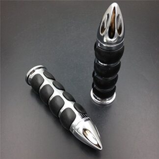 Motor Chromed Bullet 1" Rubber Handlebar Grip for Harley Chopper Bobber Touring Sportster