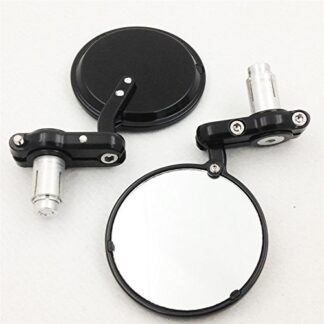 Motorcycle Black Aluminum Round Mini Bar End 7/8" Mirror For Cafe Racer Clubman CB XS KZ GS