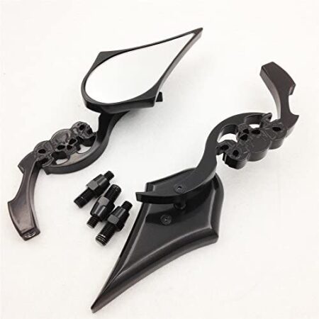 Motorcycle Black Skull Blade Mirror fit CBR Kawasaki Ninja Suzuki Hayabusa Yamaha YZF