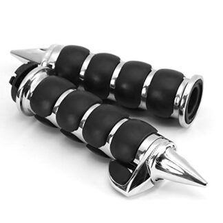 Motorcycle Hand Grips, INNOGLOW 1" 26mm Chrome Black Handlebar Grip Fits for Custom Harley Davidson Sportster Softail Tour Glide Road King Electra Glide Dyna w/ 1" inch Throttle Grips Bar Ends