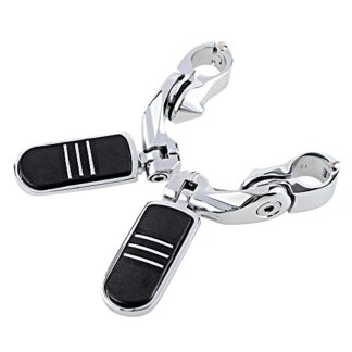 Motorcycle Highway Foot Pegs + Stream-liner Footrest Kit for Harley 1 1/4" 32mm Engine Guard (Chrome and Black)