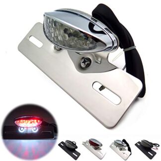 Motorcycle LED Tail Brake Stop Turn Signal License Plate Integrated Light Clear
