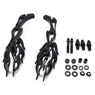 Motorcycle Motorcycle Flame Style Rearview Mirror For Any Cruiser Chopper Custom Black New