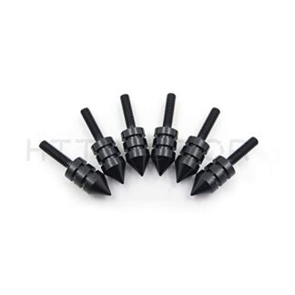 Motorcycle Spiked Black Windscreen Bolt Screw Kit - 6 Pieces Sport Bike Cruiser