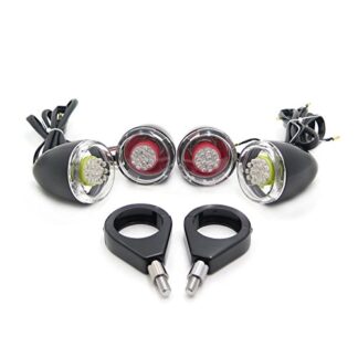 Motorcycle Turn Signals Kit For Harley Davidson Bullet LED 41mm Clear Lens Black
