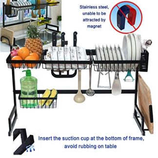 Over The Sink Dish Drying Rack Shelf Stainless Steel Storage Cutlery Holder 33"