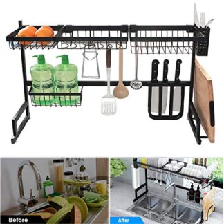 Over The Sink Dish Drying Rack Stainless Steel Kitchen Cutlery Holder Shelf 85CM