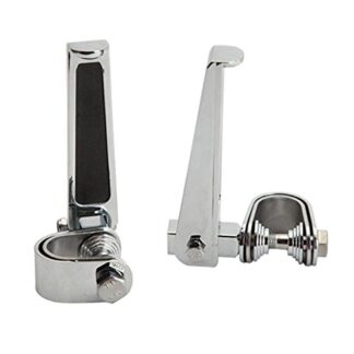 Pair Universal Folding Highway Motorcycle Clamp On Foot Pegs Silver
