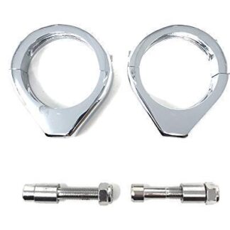 Pair of 49mm CHROME Motorcycle Indicator / Turn Signal Relocator Relocation Fork Clamps