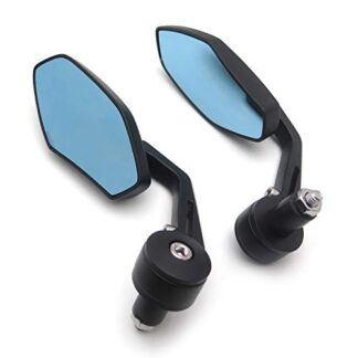 Polygon Shape Mirrors with light blue glass Mirrors Black fit for Suzuki Kawasaki Yamaha Harley any 7/8" or 1" Bar End Handlebar