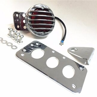 Pre-drilled License Side Tag Holder Bracket Tail Light Harley Metric choppers Chrome with Chrome light