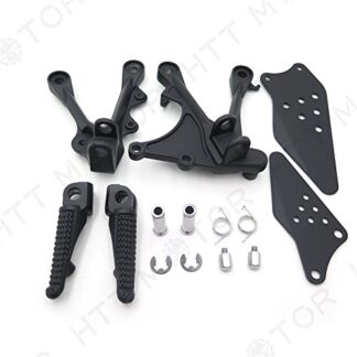 SMT-Black Front Rider Foot Pegs Bracket Compatible With Kawasaki Zx6R 2005 2006 2007 2008 [B00RUEDYOS]