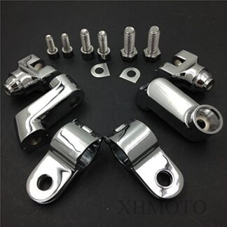 SMT-Chrome Longhorn Offset Peg Mounts 1" Magnum Quick Clamp Compatible With Harley Davidson [B00RUDWV2U]