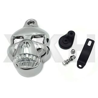 SMT-Chrome Skull Horn Cover Compatible With Harley Big Twins V-Rods Stock Cowbell 1992-2013 [B00RUEPWSE]
