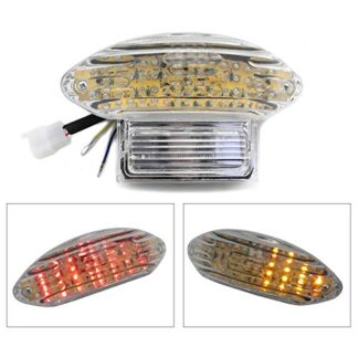 SMT- Custom Clear Lens Brake Tail Light with Integrated Turn Signals Indicators Compatible With Suzuki 1999-2007 Hayabusa GSXR1300 2003-2006 Katana 600/750 2003-2006 GSX-F 600/700 [B00XM7K1S4]