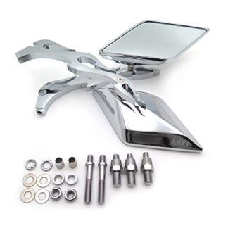SMT-Diamond Flame Stem Mirrors Compatible With Harley Davidson Or Metric Bike Chromed [B00RNITACG]