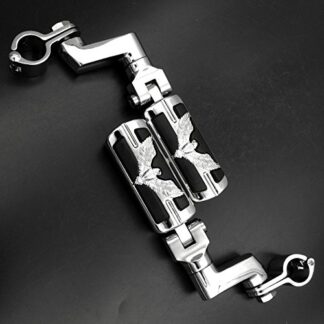 SMT-Eagle Hawk Shape Front 1" Highway Radical Stiletto 4475 Foot Pegs Clamps Compatible With GoldWing GL Chrome Body Black Rubber Aftermarket Product by SMT [B013T6PLZU]