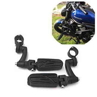 SMT Motorcycle Black Adjustable Highway Peg Mounting Kit Lightning Footrest For Yamaha V-STAR Roadstar Suzuki Boulevard Equipped with 1 inch (1")25mm Front Engine Guard Frame Tube