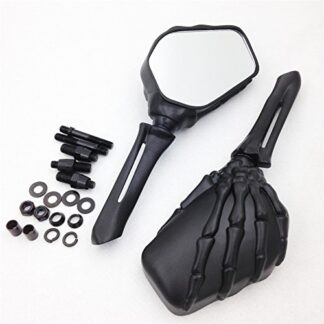 SMT-Skull Mirror Compatible With Harley Heritage Sportster Dyna Glide Softail Kawasaki Ninja Blk [B00RW3DBKY]