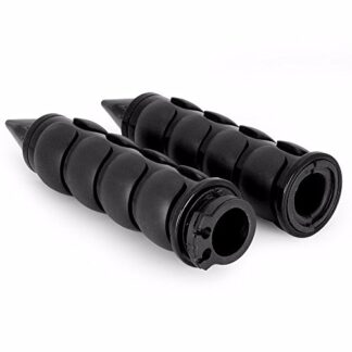 SMT-Spike Black Comfort Rubber Handlebar Hand Grips (1") Custom Black Billet Grips Compatible With Cruisers/Choppers/Harley Davidson [B017QP6YEW]