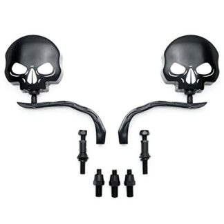 Skull Flame Black Side Mirrors for Harley Road King Electra Street Glide Ultra