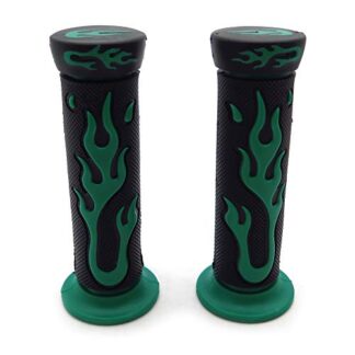 Sport Bike Dirt Bike Motorcycle Flame Gel Style Grips GREEN Compatible with MOTORCYCLE APRILLA DUCATI TRIUMPH HONDA YAMAHA KAWASAKI SUZUKI Polaris Suzuki Bike Offroad KTM DIRT BIKE(7/8" LEFT 1" RIGHT)