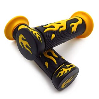 Sport Bike Dirt Bike Motorcycle Flame Gel Style Grips YELLOW Compatible with MOTORCYCLE APRILLA DUCATI TRIUMPH HONDA YAMAHA KAWASAKI SUZUKI Polaris Suzuki Bike Offroad KTM(7/8" LEFT 1" RIGHT)