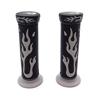 Sport Bike Dirt Bike Motorcycle Flame Gel Style H Grips GRAY Compatible with MOTORCYCLE APRILLA DUCATI TRIUMPH HONDA YAMAHA KAWASAKI SUZUKI Polaris Suzuki Offroad KTM DIRT BIKE(7/8" LEFT 1" RIGHT)