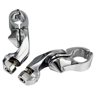 TCMT Chrome Front Foot Pegs Short Angled Adjustable Highway Motorcycle Footpeg Footrest Bracket Set For Harley Davidson with 1-1/4"(32mm) Engine Guards