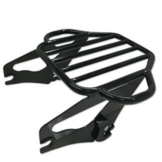 TJMOTO Black 2 Two Up Tour Pak Mount Luggage Rack For Harley Touring Electra Glide Road King Street Glide FLHX FLTR 2009-2016
