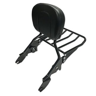 TJMOTO Black Detachable Backrest Sissy Bar with Luggage Rack For Harley Davidson Touring 2009-2016 Electra Glide Road Glide Road King Street Glide