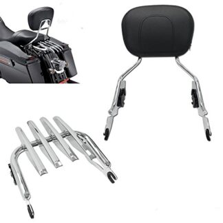 TJMOTO Chrome Detachable Backrest Sissy Bar Stealth Luggage Rack For Harley Davidson Touring 2009-2016 Electra Glide Road Glide Road King Street Glide