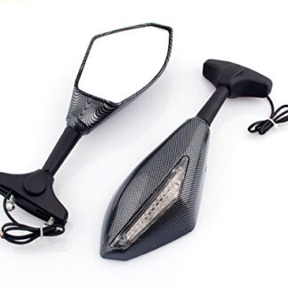 TMS Universal Carbon Fiber Turn Signal Integrated Mirrors with Clear Len for Honda CBR 600 F4i 929 954 RR Suzuki GSXR 1000 Kawasaki ZX10r ZX6r ZX636 650R Yamaha FZR YZF 600 R6 R6s R1