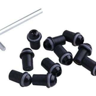 Tengchang 10pcs Anodized Aluminum Black Windscreen Screws Bolts Kit 5mm X 16mm with Rubber Wellnuts Plastic Washers Hex Key