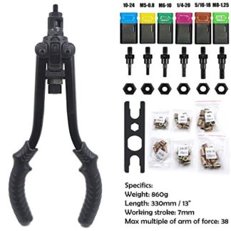 Thrust Type Hand Nut Riveter 330mm 13" 60pcs Rivet Nut Gun Kit Rivnut Setting Tools Setter Tool Hand Blind Riveter