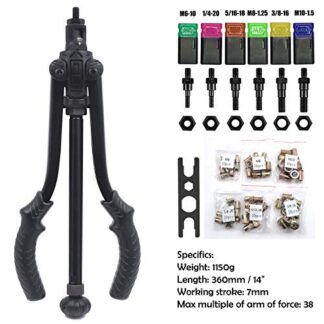 Thrust Type Hand Nut Riveter 360mm 14" 60pcs Rivet Nut Gun Kit Rivnut Setting Tools Setter Tool Hand Blind Riveter