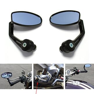 Universal Black Motorcycle 7 8 Handle Bar End Side Mirrors for Cruiser Sport Bikes (Black)