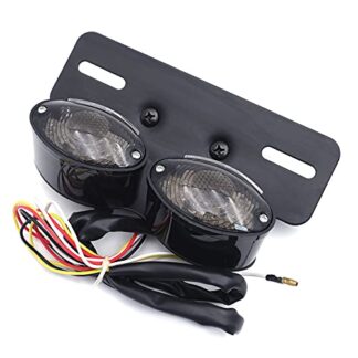 Universal Cat Eye Custom Motorcycle Tail Brake License Plate light BLACK CLEAR