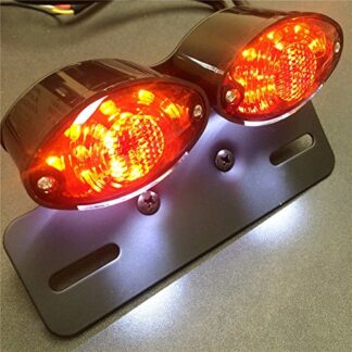 Universal Cat Eye Custom Motorcycle Tail Brake License Plate light BLACK RED