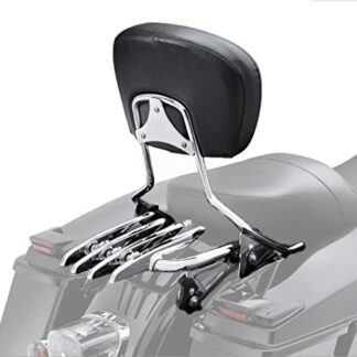 VBROS New Passenger Backrest Sissy Bar & Stealth Rack For 2009-UP Harley Touring Electra Glide Road Glide Road King Street Glide